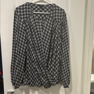 Torrid Black and White Checkered Blouse